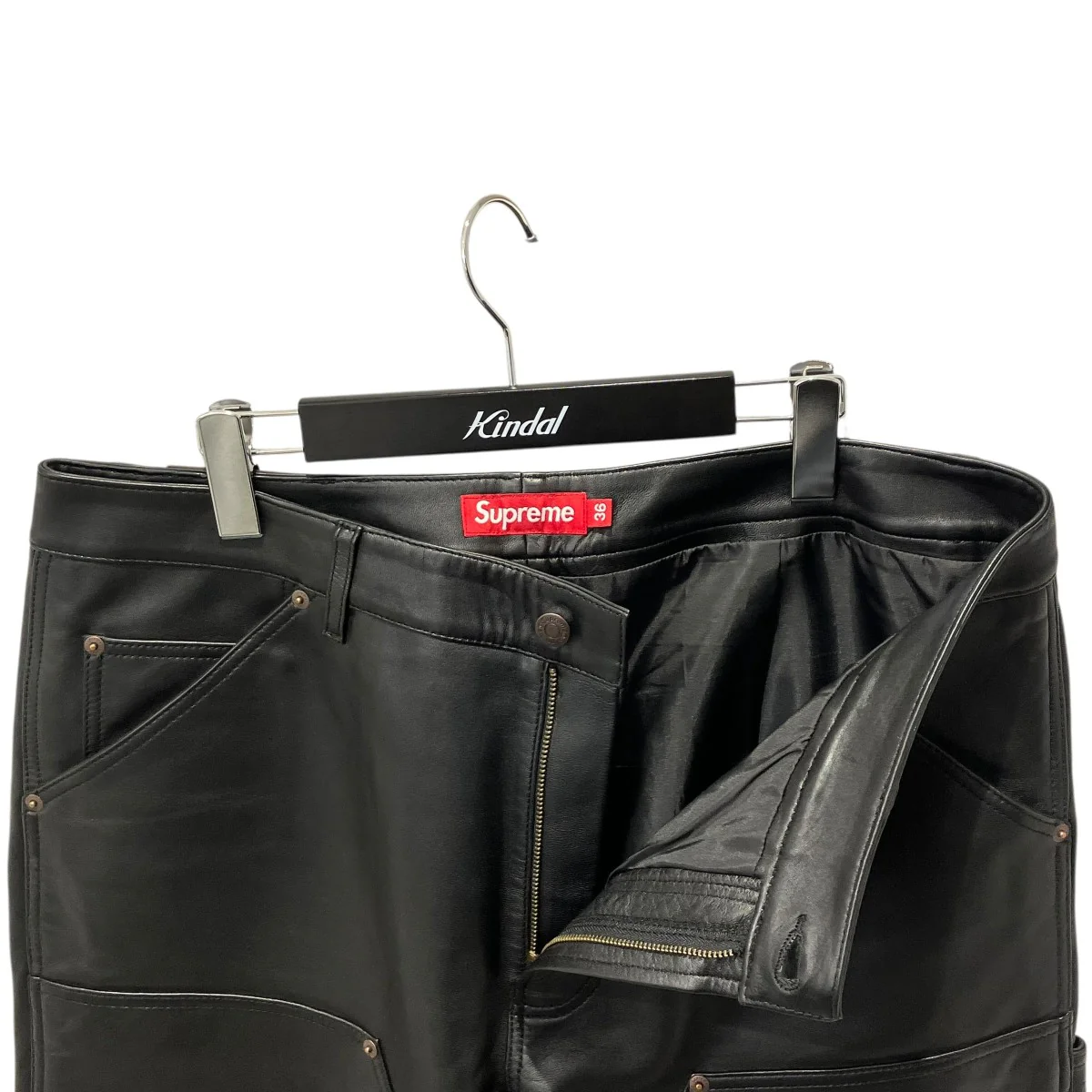 Leather Double Knee Painter Pant BlackレザーパンツSUP-FW23-084 - Image 3