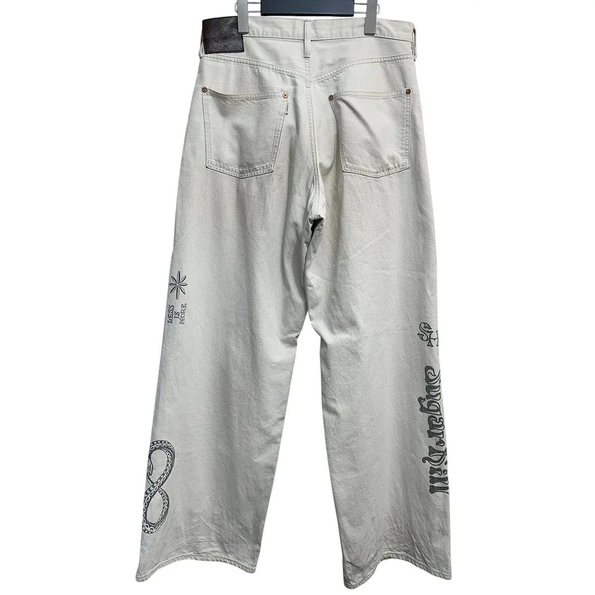 TATTOO FLASH PRINT MODERN DENIM WIDE CUTタトゥーフラッシュプリントデニムパンツ - Image 2