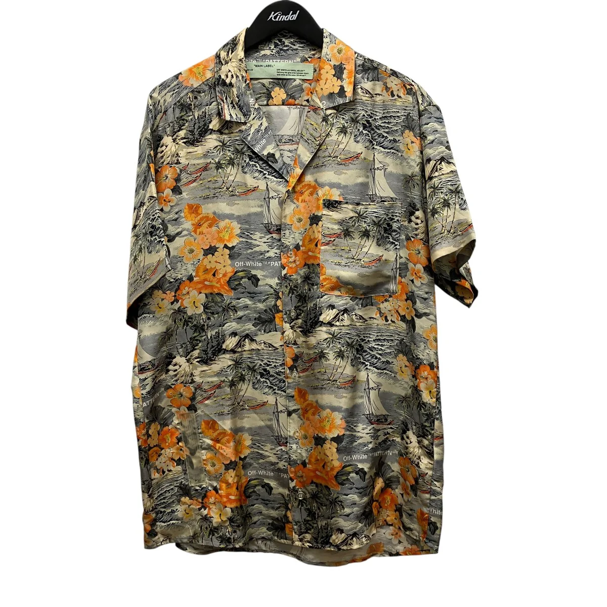 18SSOversized Silk Aloha Hawaiian Shirt総柄シルクアロハハワイアンシャツOMGA049S18871008
