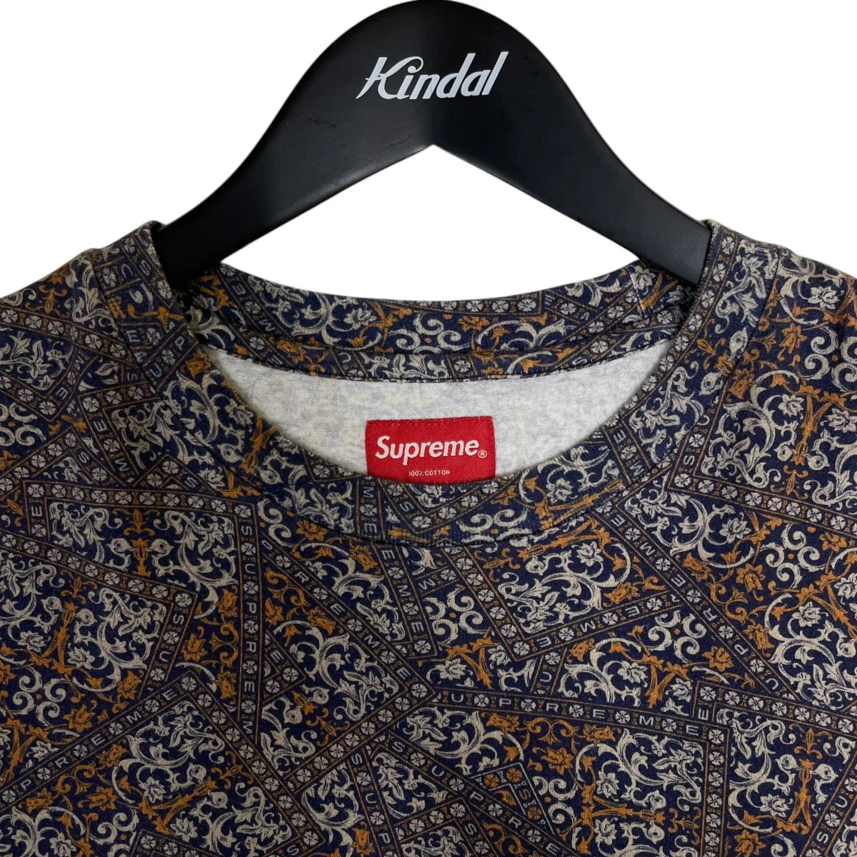 21FWFloral Cards ボックスロゴ 唐草模様 総柄 半袖Tシャツ コットンTシャツ - Image 3